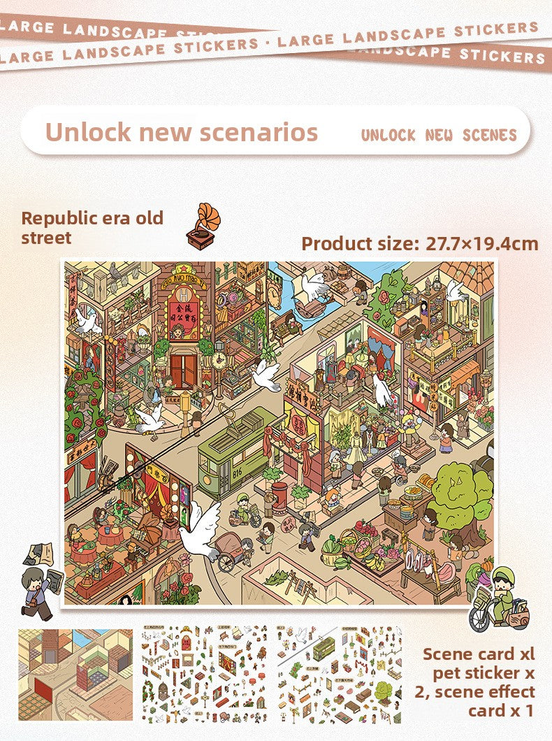 Scenery Stickers Retro Street Scene Series 113.0 Scene Stickers 3D Miniature Scene Journal Stickers