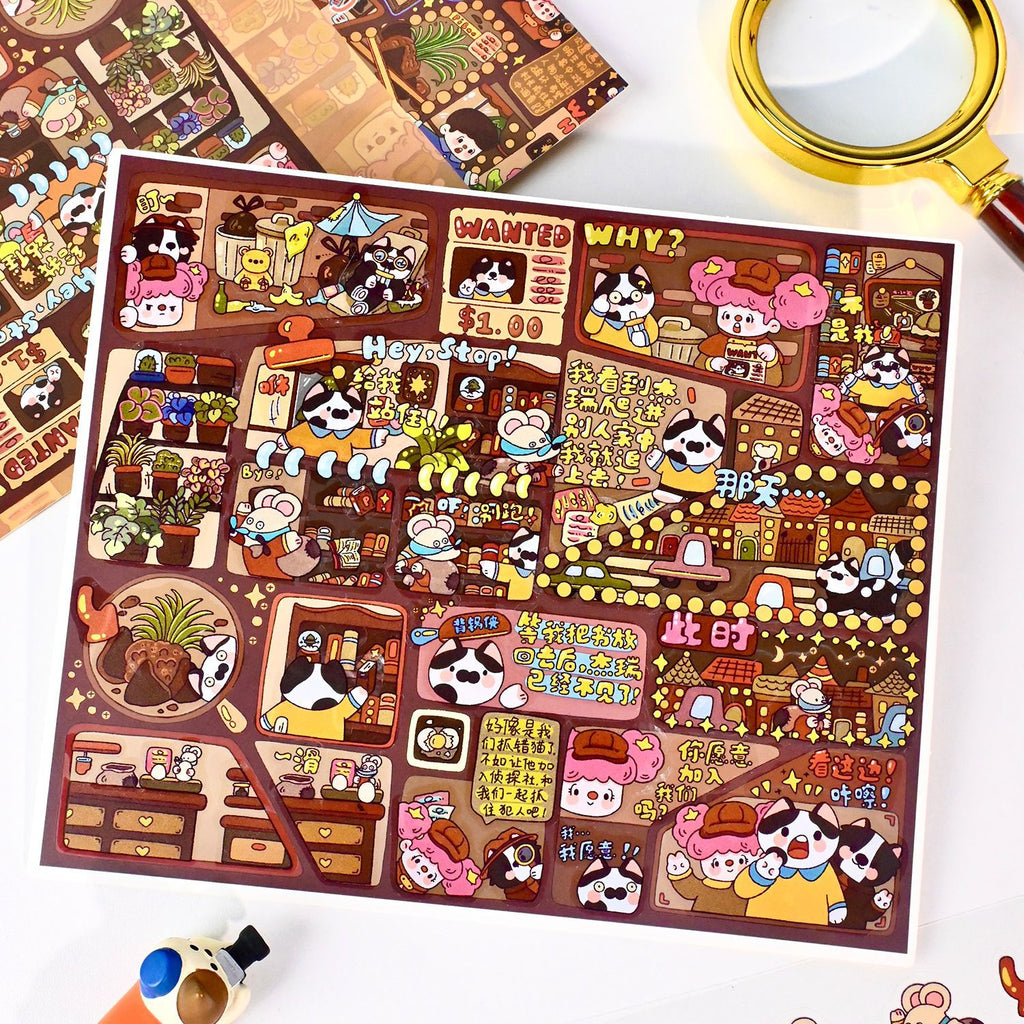 Large Edition 13.0 Pibao Village Detective Series Scene Decoration Stickers DIY 3D Stickers