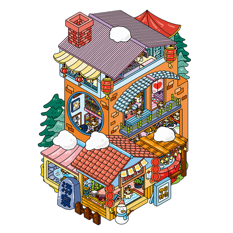 Large Version 4.0 3D Miniature House Scenery Stickers Cute DIY Stress Relief Miniature Scene Journal Stickers