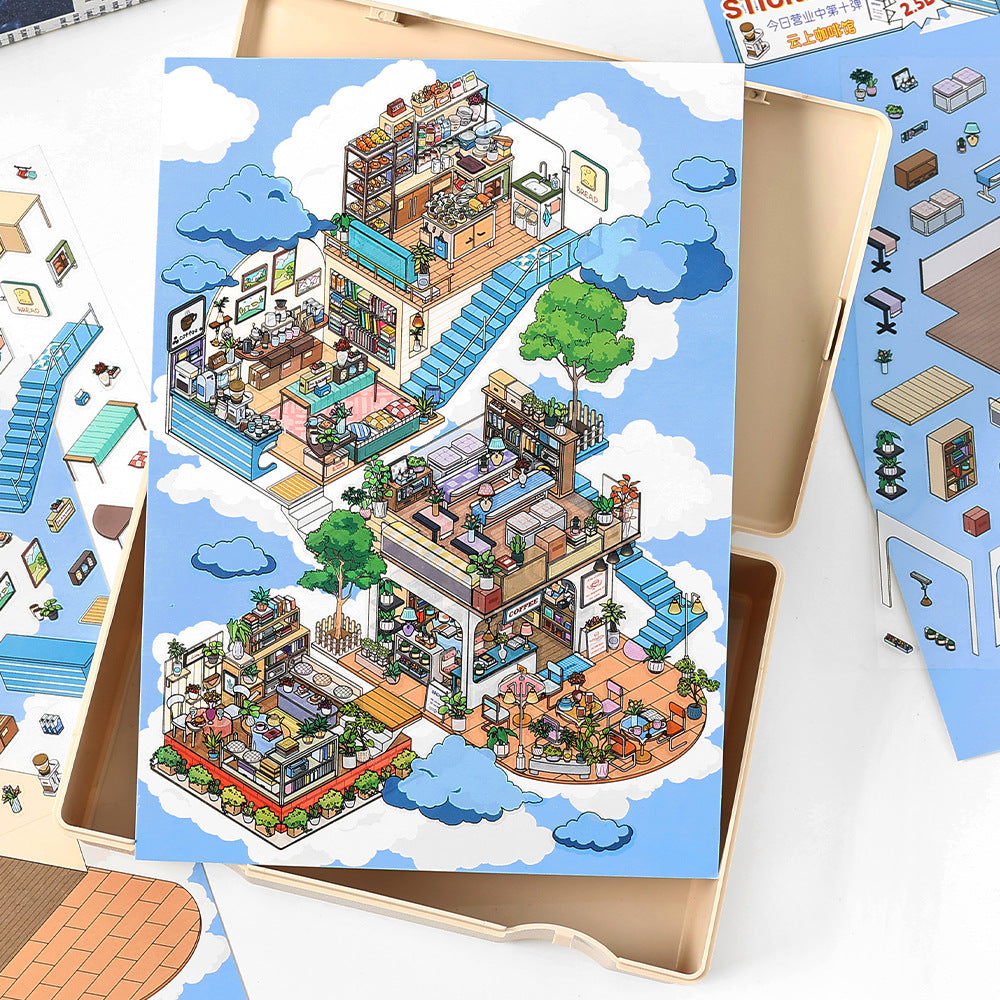Large Size Today's Business 3D DIY Miniature Scenes Sticker 10 Lovely Miniature Stickers