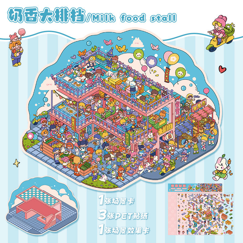 Milky Town 14.0 Scenery Stickers 3D Scene Collage Micro Landscape Journal Stickers DIY Handmade Stickers