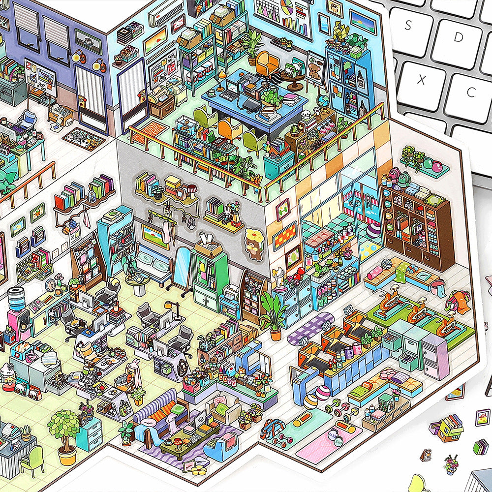 Today's Business Extra Large 3D DIY Miniature Scences Sticker 32 Lovely Miniature Stickers