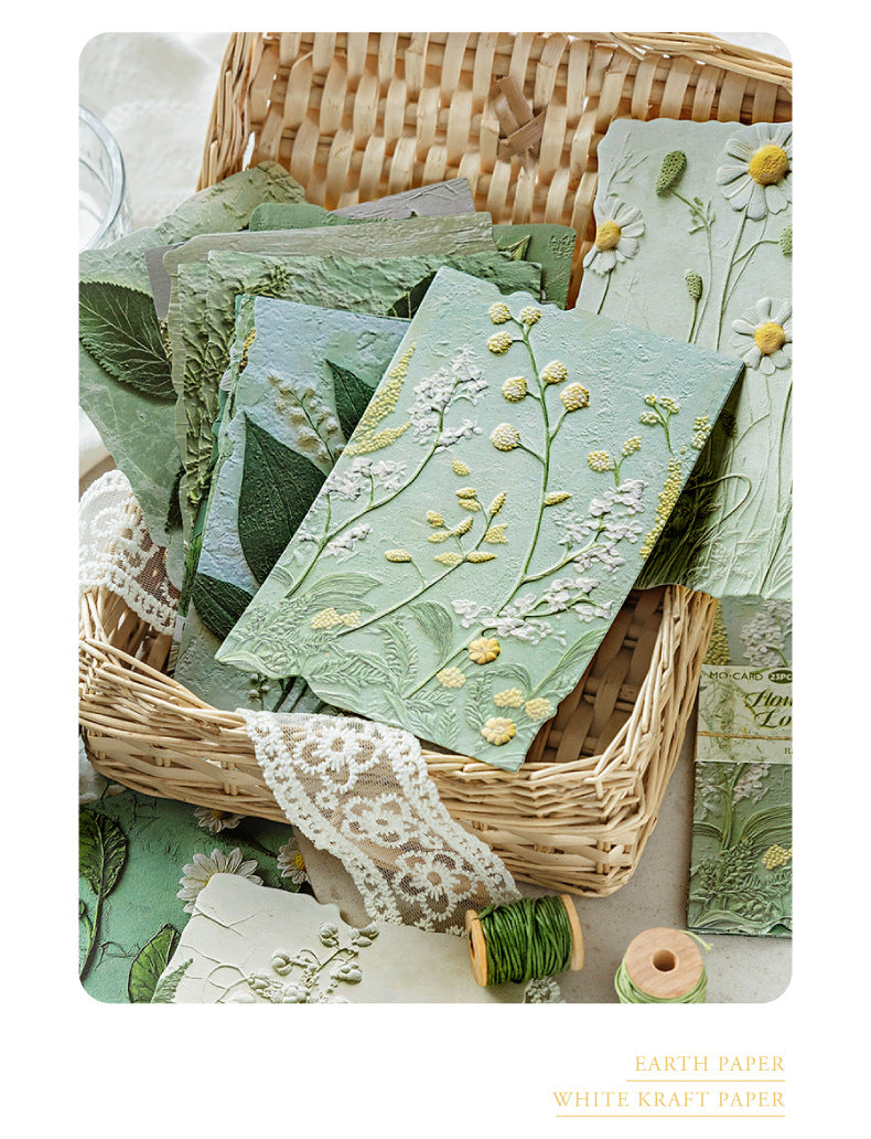 Vintage Embossed Plant Material Paper Floral Journal DIY Background Paper