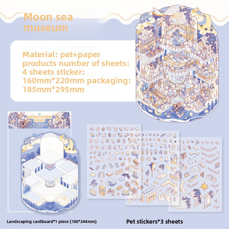 Zoo Small Class Meow Series 3D Miniature Scene Stickers