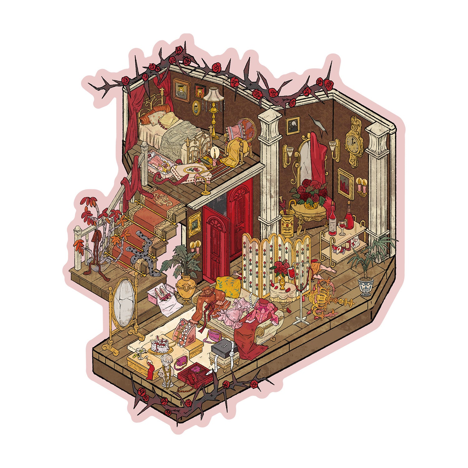 Scenery Stickers Retro Scene 90.0 3D Miniature House Miniature Scene Collage Journal Stickers