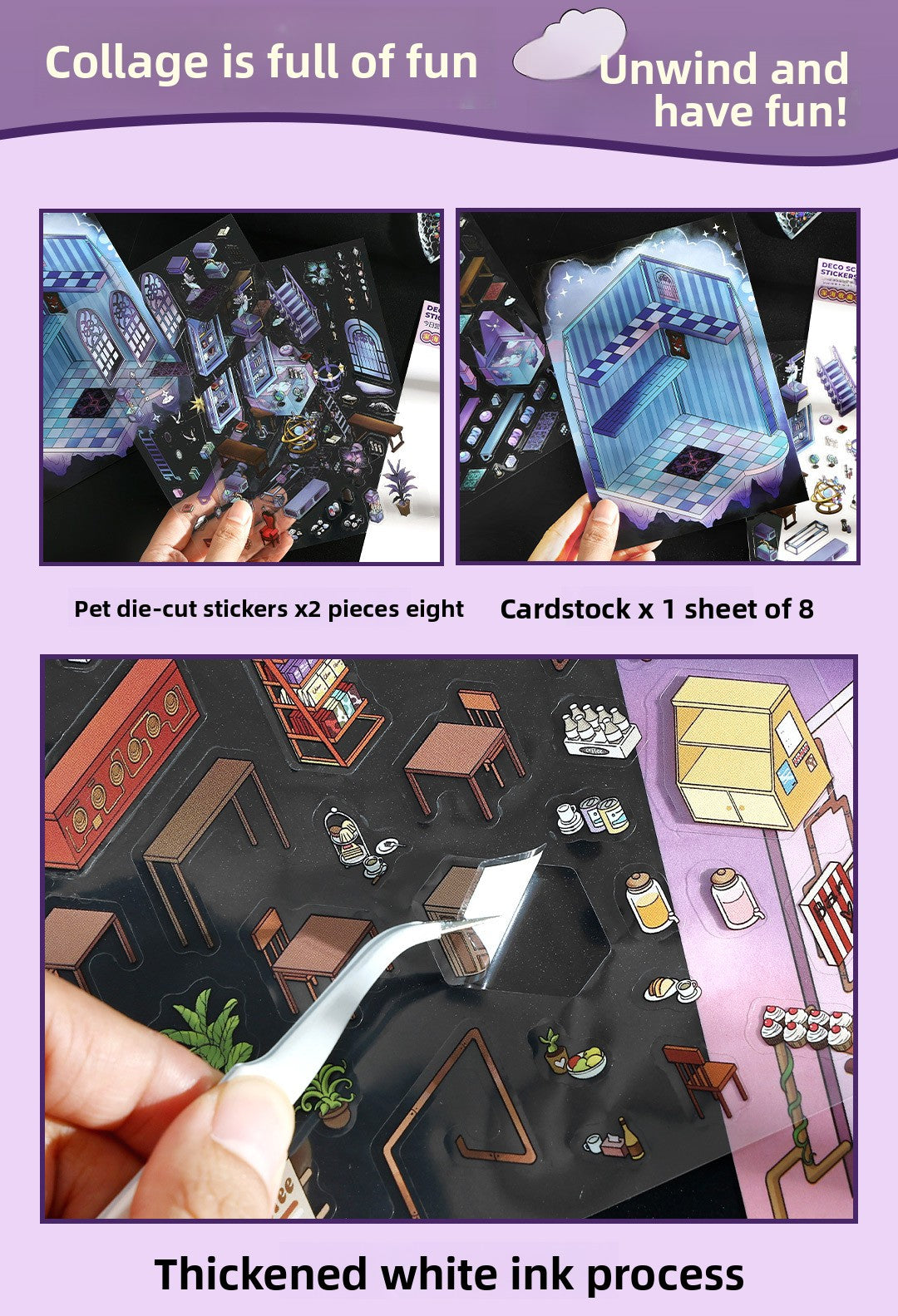 Today's Business 3D DIY Miniature Scences Sticker 16 Lovely Miniature Stickers