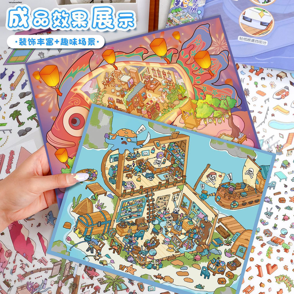 Cute Style 76.0 Large Scene Stickers 3D House Stickers DIY Stress Relief Journal