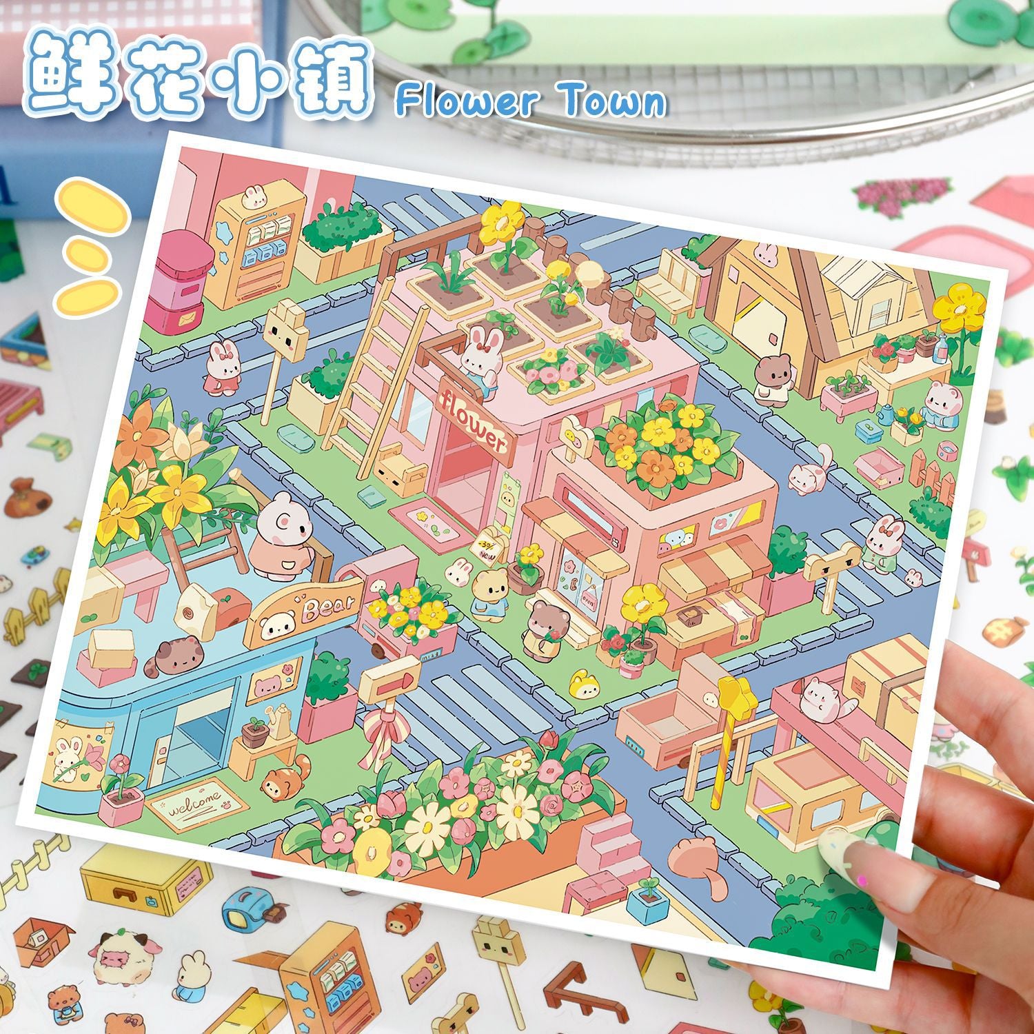 Landscape Stickers Town Scene 74.0 Stickers 3D Stickers Cute DIY Stress Relief Journal Stickers