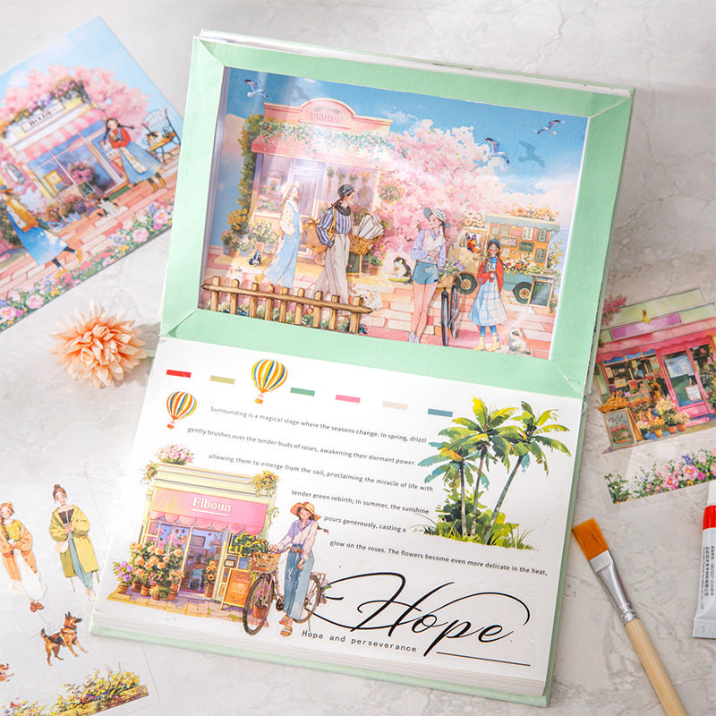 Beautiful Day Scene Sticker Books Leisurely Holiday Creative DIY Scene Fun Journal Collage Patterns