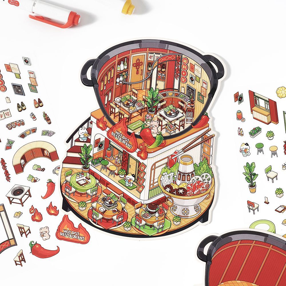 Today's Business 3D DIY Miniature Scences Sticker 12 Lovely Miniature Stickers