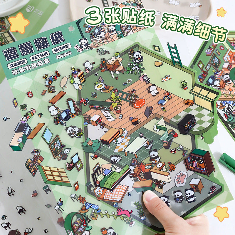 Cute Oversized Landscaping Stickers Cartoon Stress Relief Miniature Landscaping Stickers 3D