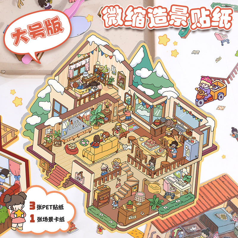Cute 4.0 Miniature Scene Decoration Stickers Cartoon 3D Stereo Decoration Collage Creative DIY Stress Relief Stickers
