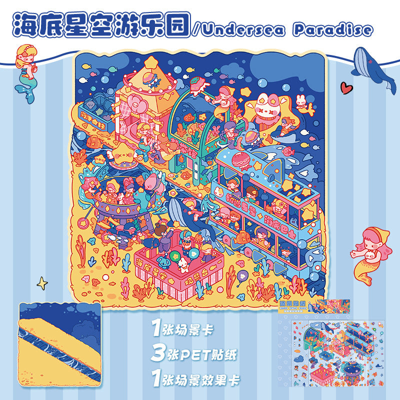 Milky Town 14.0 Scenery Stickers 3D Scene Collage Micro Landscape Journal Stickers DIY Handmade Stickers