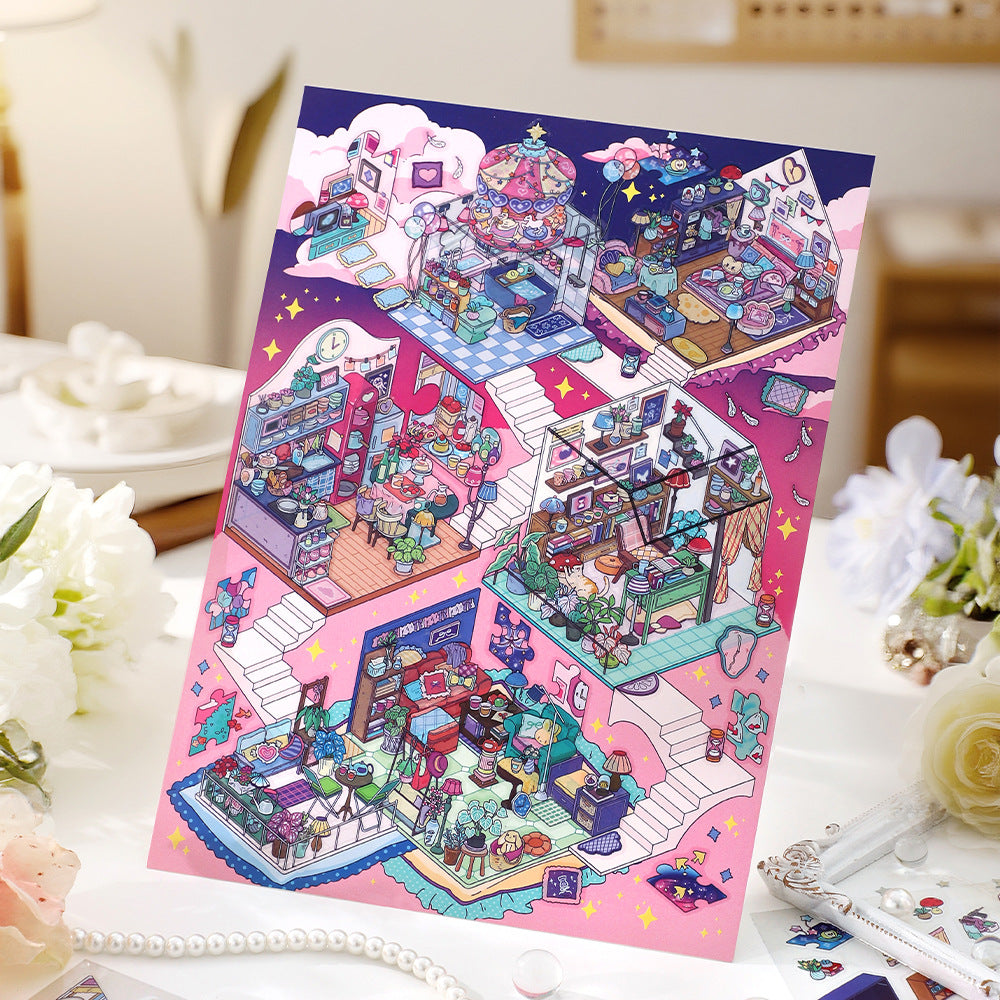 My Little House 3D DIY Miniature Scences Sticker 6 cute Miniature Stickers