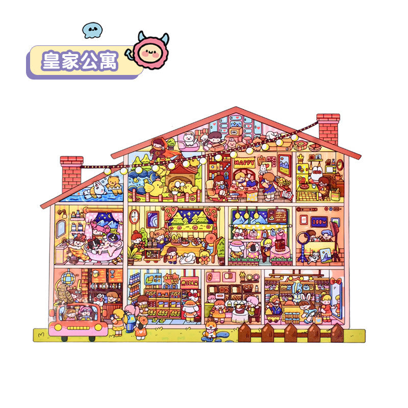 Large Edition 8.0 Scenery 3D Mini House Stickers Stress Relief Stickers 2.5D Scenery DIY Stickers