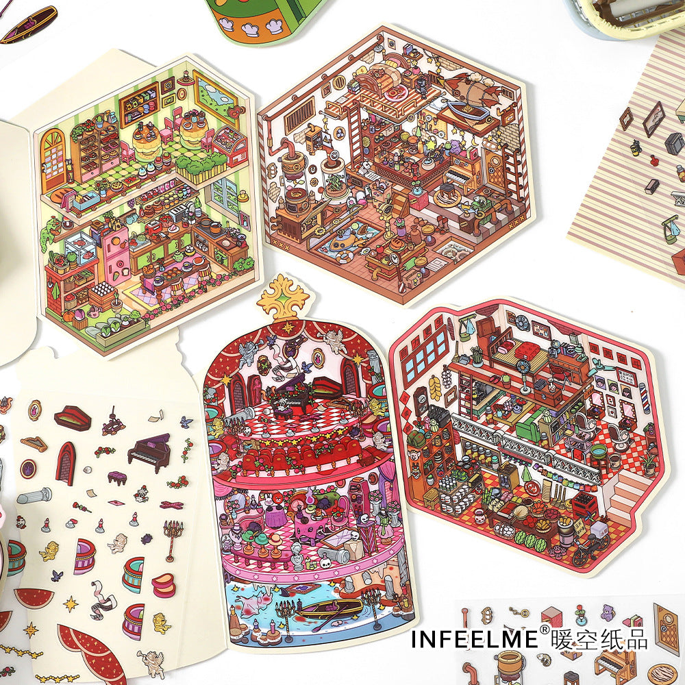Today's Business 3D DIY Miniature Scences Sticker 19 Lovely Miniature Stickers
