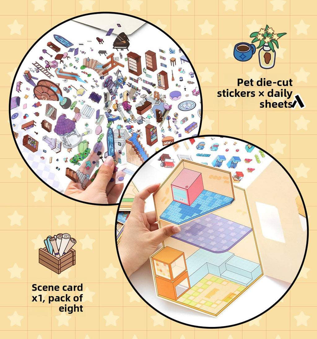 Small Corner 4 Miniature Landscape Stickers Creative Stress Relief Scene Stickers