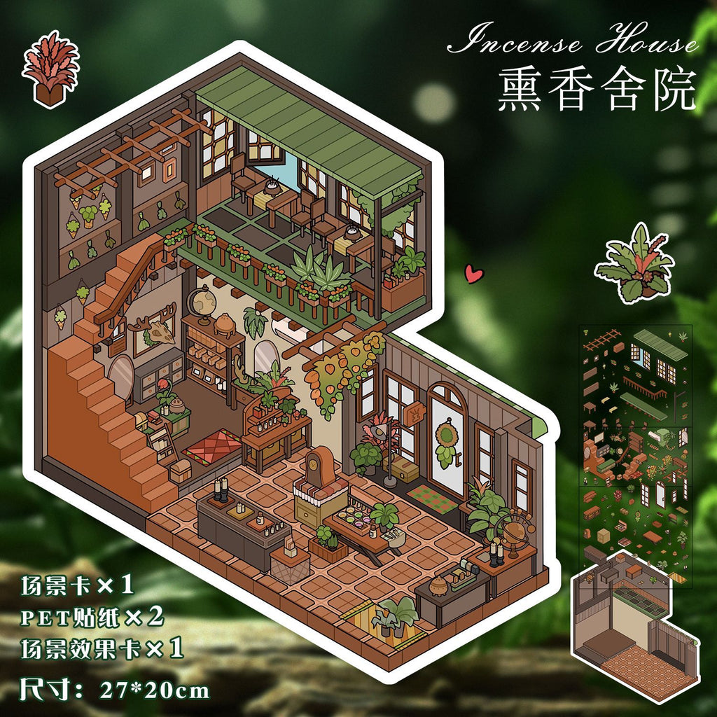 Large 52.0 Small House 3D Scene Stickers for DIY Stress Relief and Scrapbooking