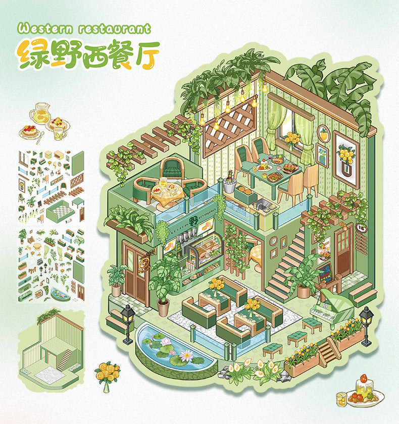 Scenery Stickers Special Oil Series 102.0 Scene Stickers Girly Miniature Scene DIY Journal Stickers