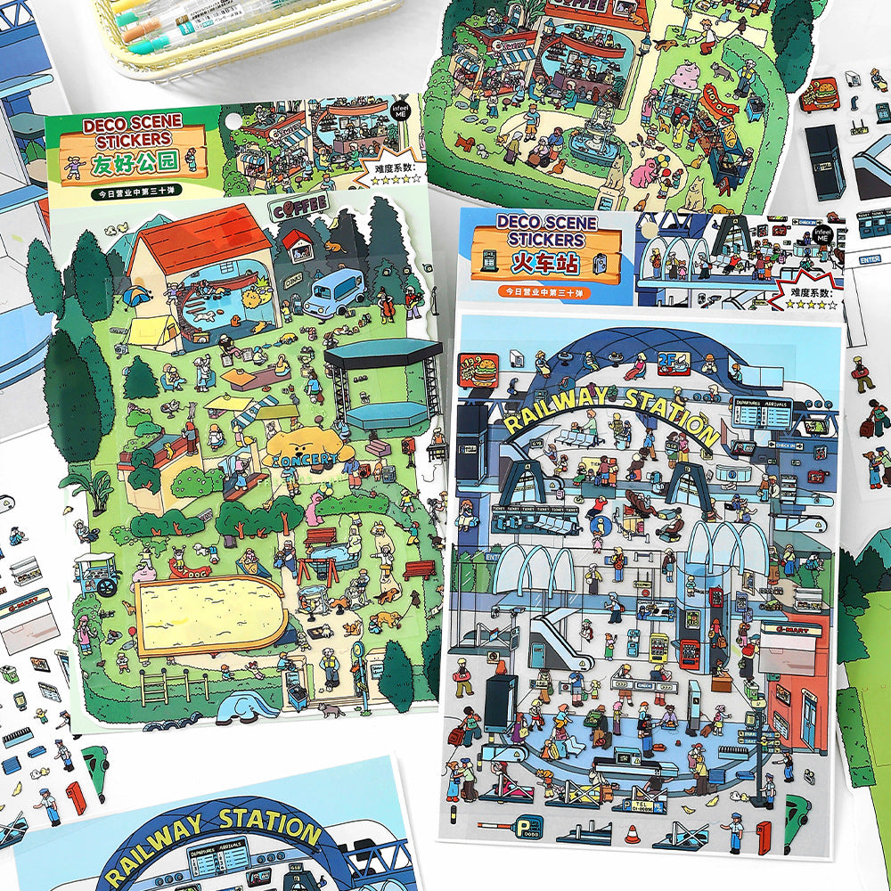Today's Business 3D DIY Miniature Scences Sticker 30 Lovely Miniature Stickers