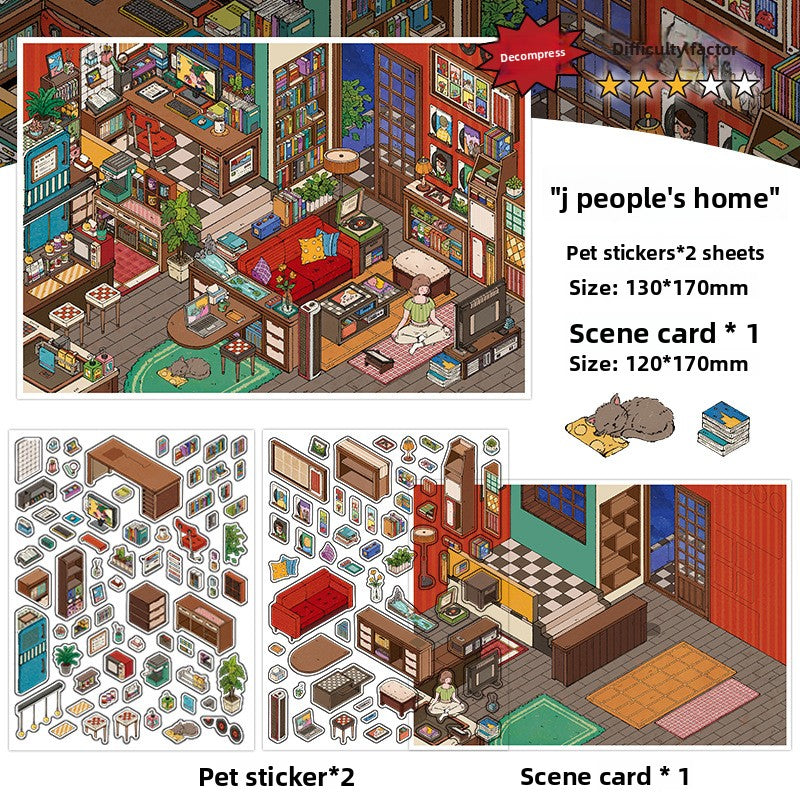 My Little House3D DIY Miniature Scences Sticker 15 Lovely Miniature Stickers