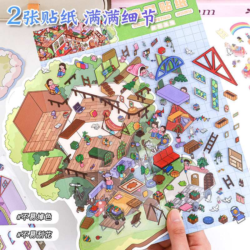 Large Edition 3D Miniature Scene Stickers 32.0  Stacking Scrapbook Stickers DIY Stickers