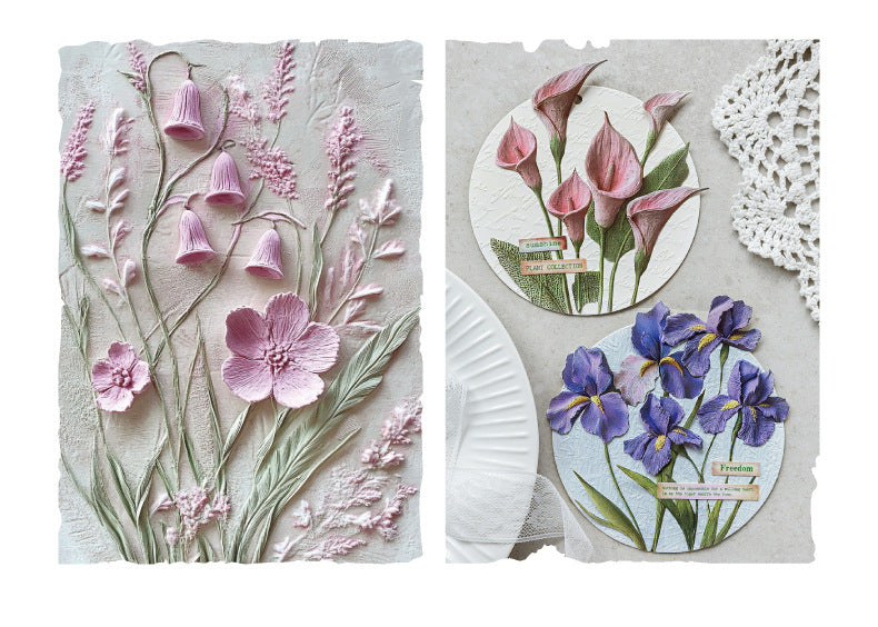Vintage Embossed Plant Material Paper Floral Journal DIY Background Paper