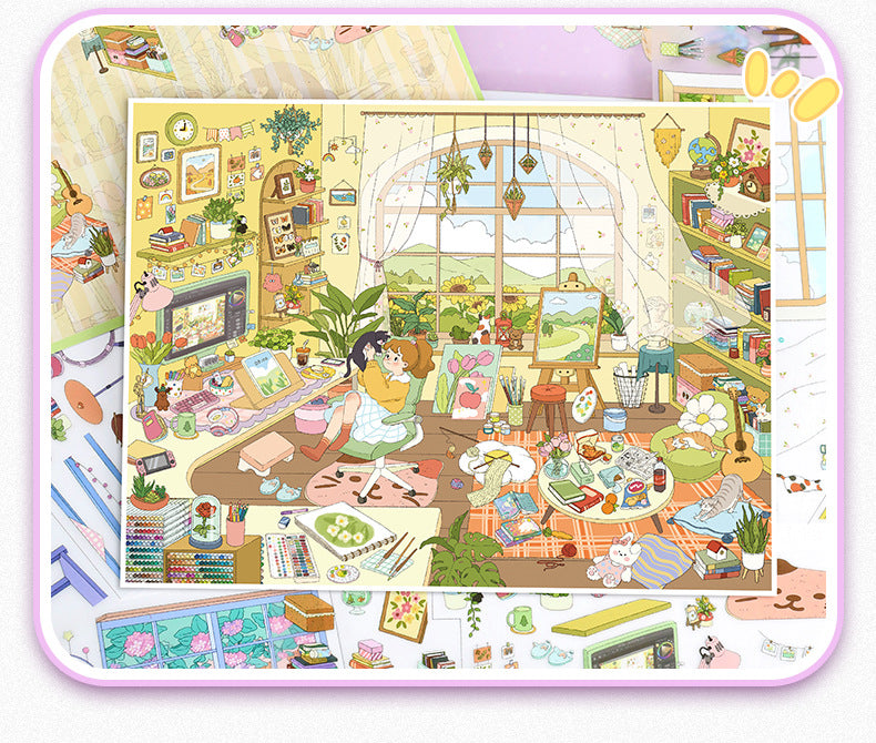 Large Touch Film Healing 115.0 Stickers Miniature Scene Stress Relief Journal Stickers