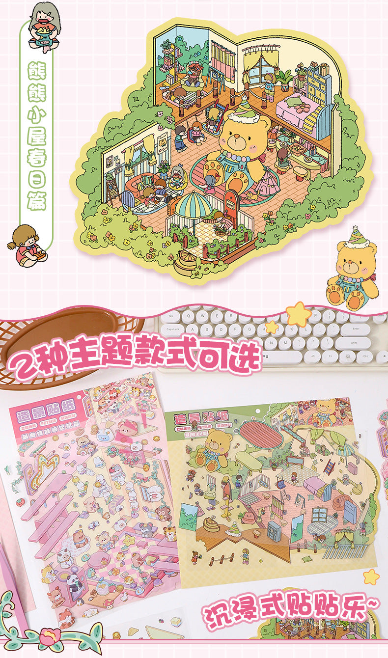 3D Cartoon Claw Machine Stickers 9.0 Stereo Scenery Cute DIY Journal Stickers