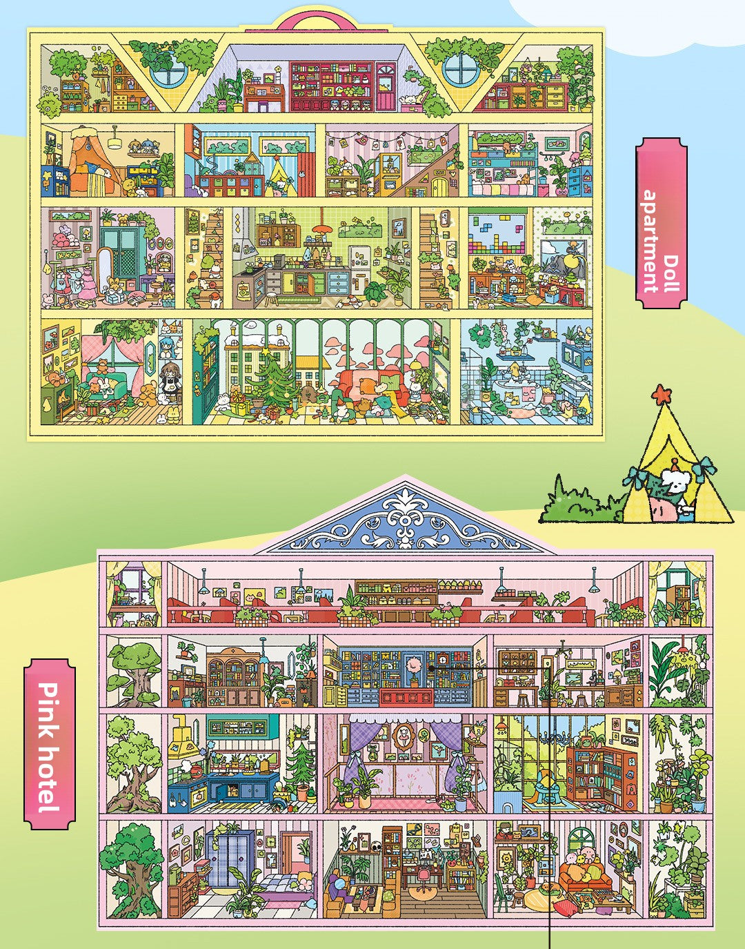 Today's Business 3D DIY Miniature Scences Sticker 20 Lovely Miniature Stickers