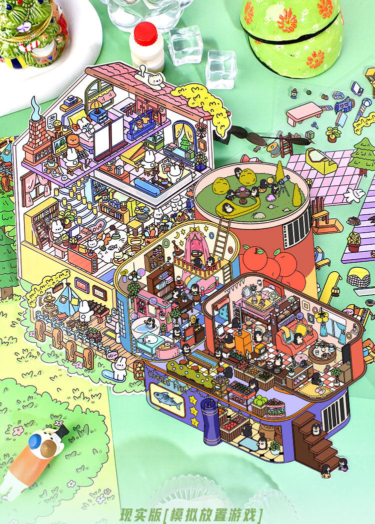 Extra Large Version 1.0 Miniature Scene Stickers 3D Landscaping Stress Relief DIY Miniature House Stickers