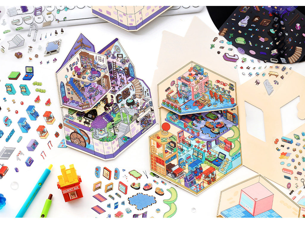 Small Corner 4 Miniature Landscape Stickers Creative Stress Relief Scene Stickers