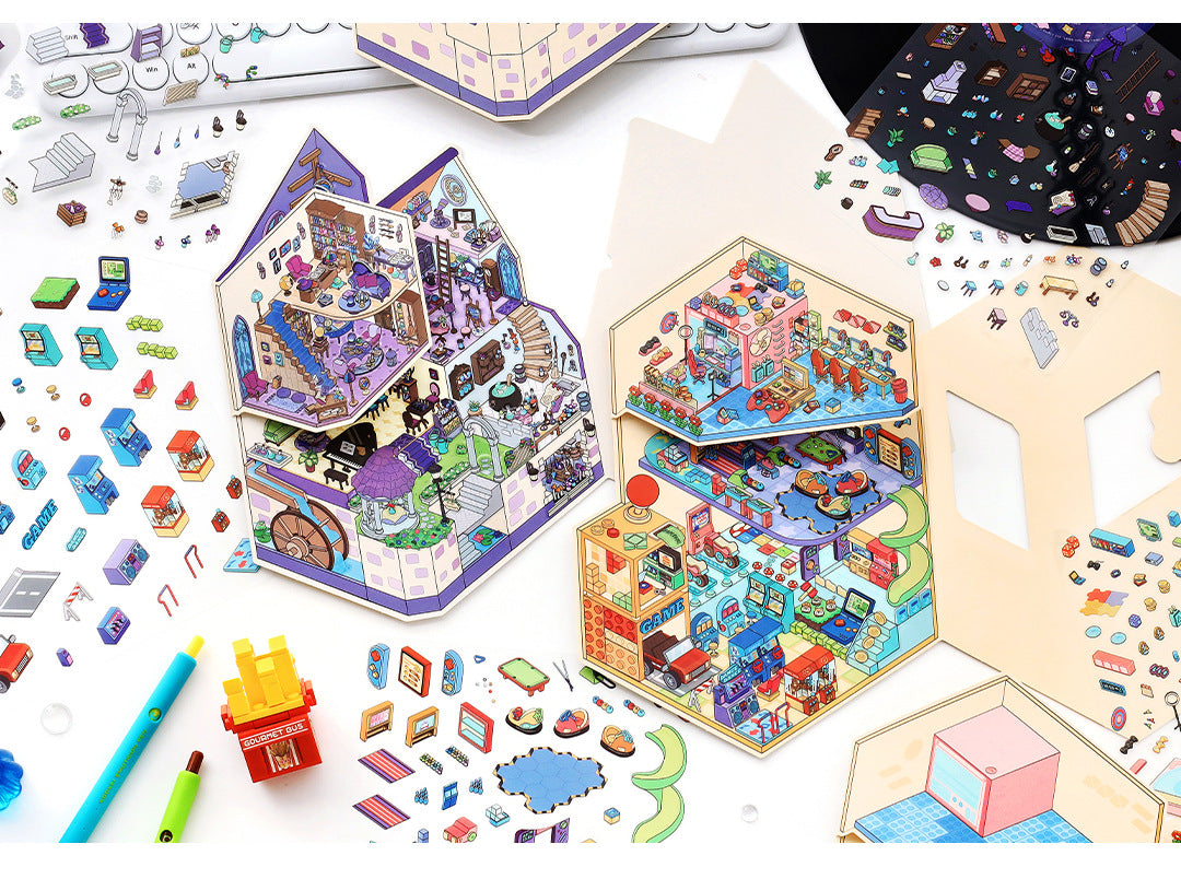 Small Corner 4 Miniature Landscape Stickers Creative Stress Relief Scene Stickers