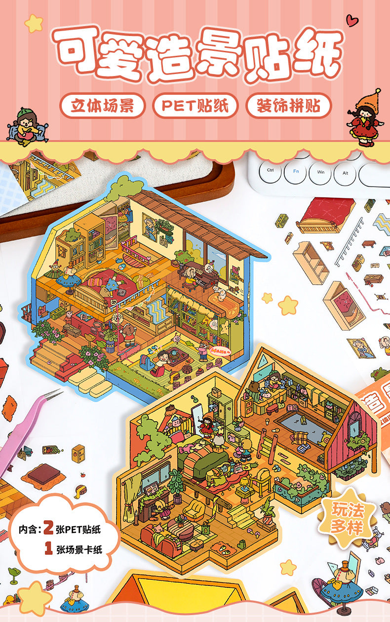 Cute 3D Landscape Stickers Micro Landscape Stickers 16.0  Journal Stickers DIY Stickers