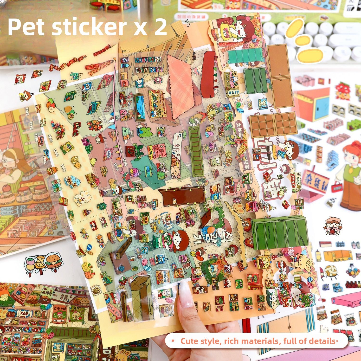 Code Scene Decoration Stickers 99.0 Special Oil Glossy Film Stickers Miniature Scene Collage Journal Stickers