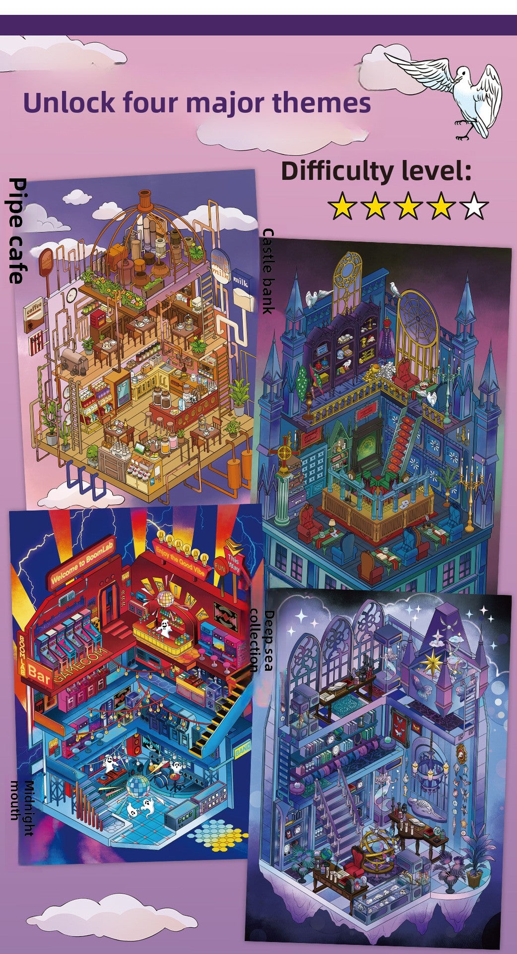 Today's Business 3D DIY Miniature Scences Sticker 16 Lovely Miniature Stickers