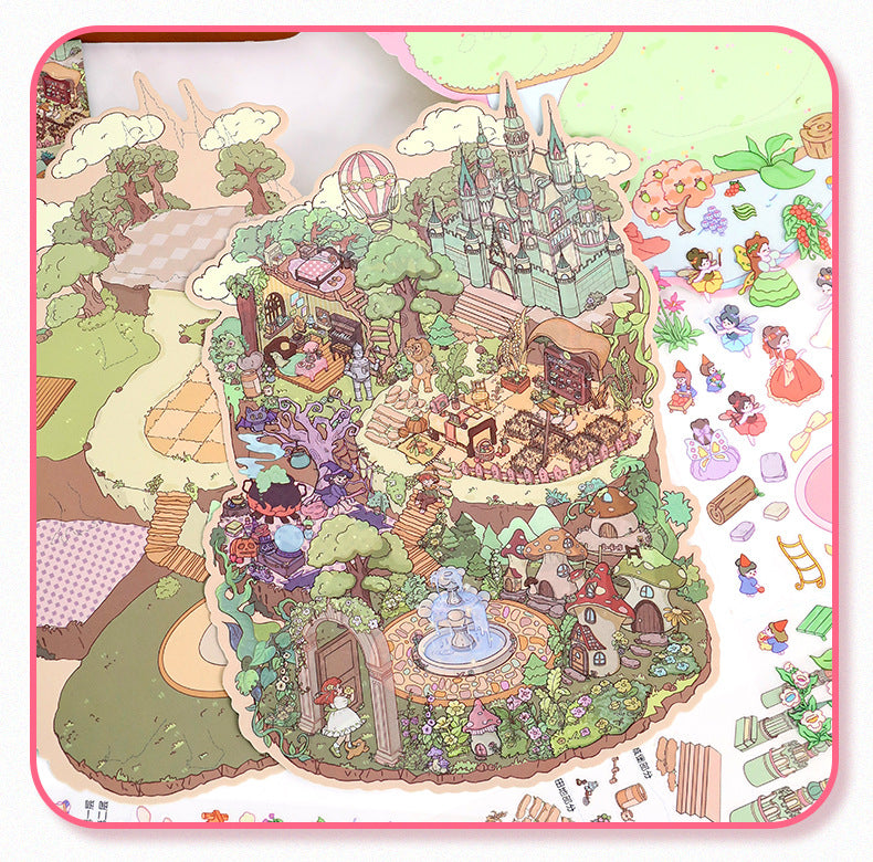 Large 97.0 Scrapbook Stickers Handmade Stress Relief Stickers Miniature Scene Collage 3D Scene Stickers