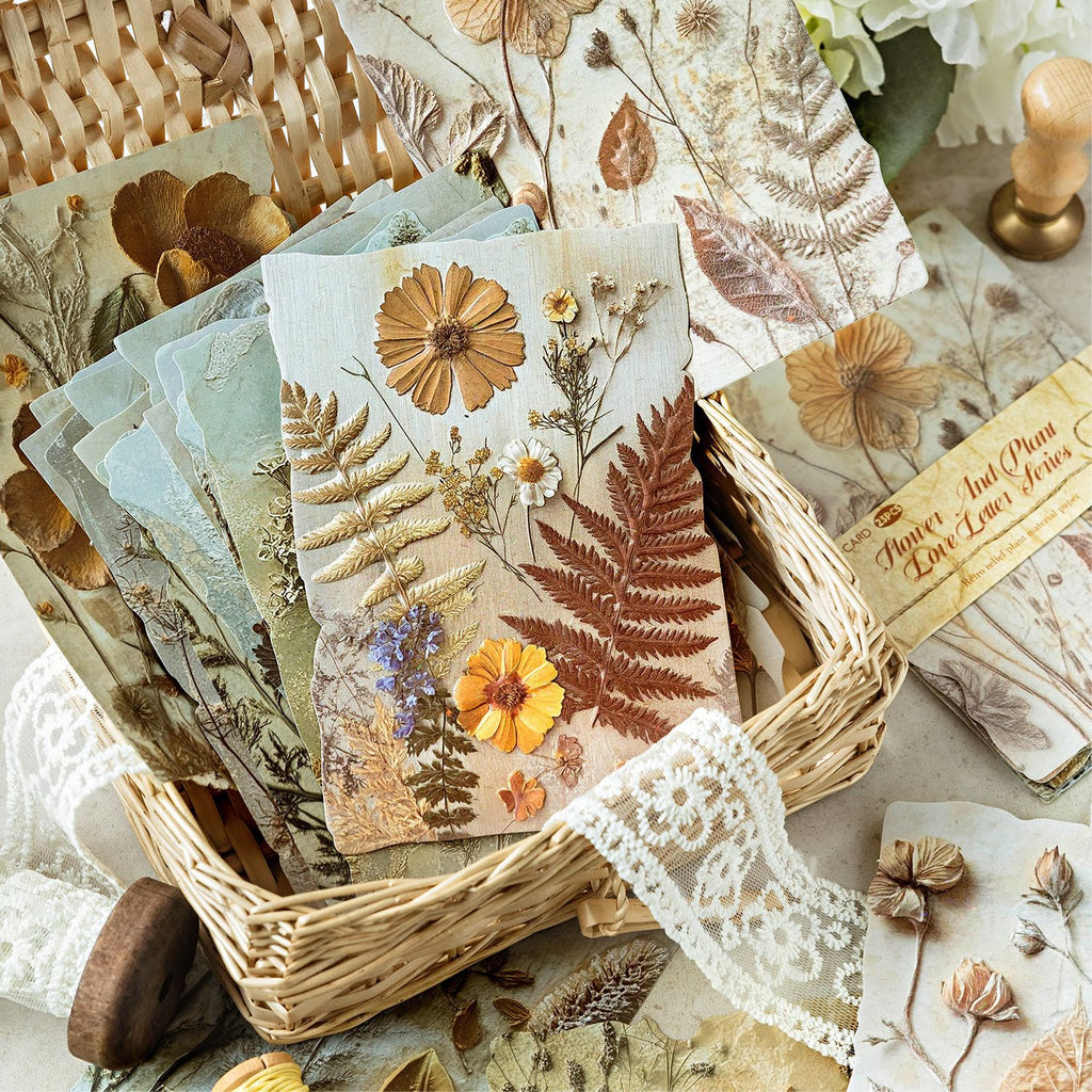 Vintage Embossed Plant Material Paper Floral Journal DIY Background Paper