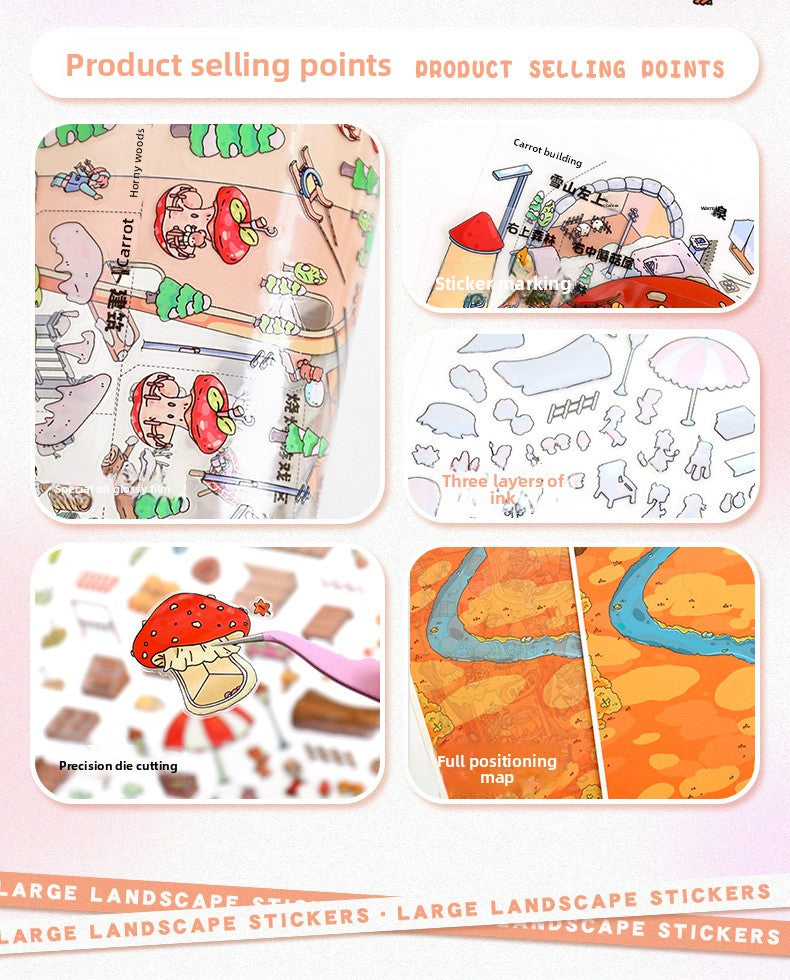 Autumn Winter Small Town Series Special Oil Stickers 104.0 Scenery Stickers Cute Miniature Scene Stickers Journal DIY