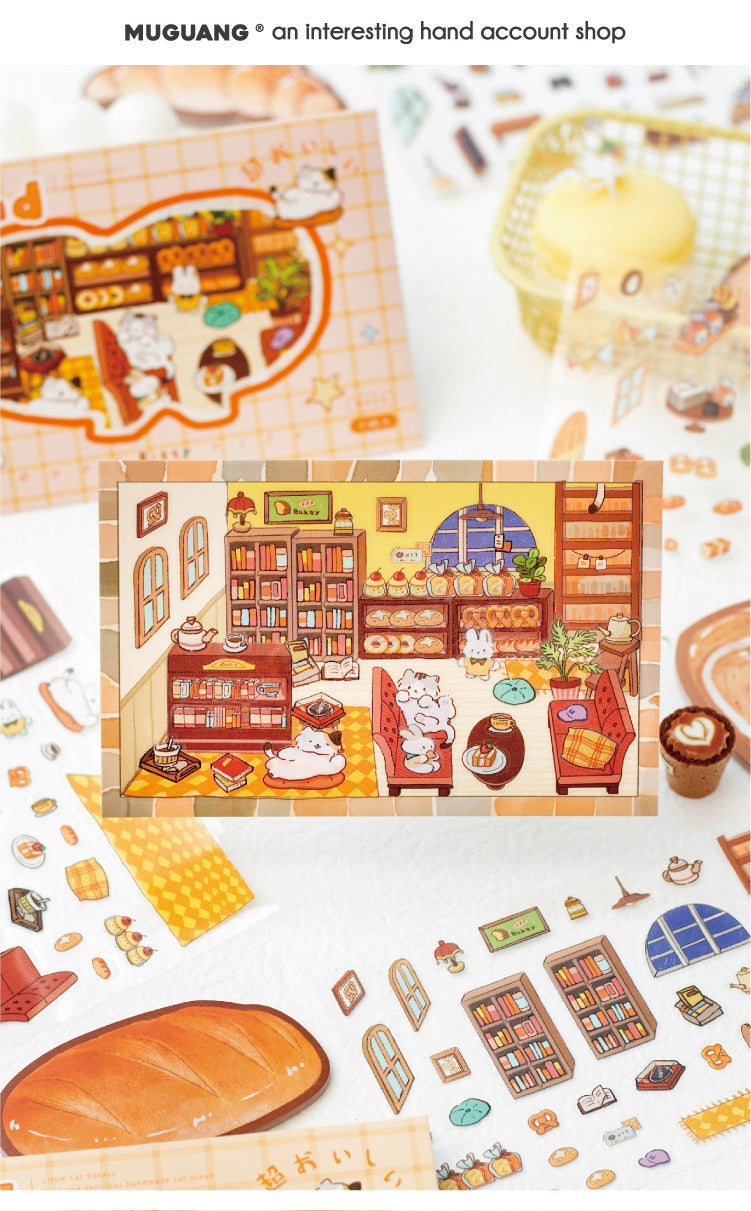 Little Cat Bakery Workshop Series Cartoon Cute Pet Scenery Handmade Journal DIY Decoration Stickers