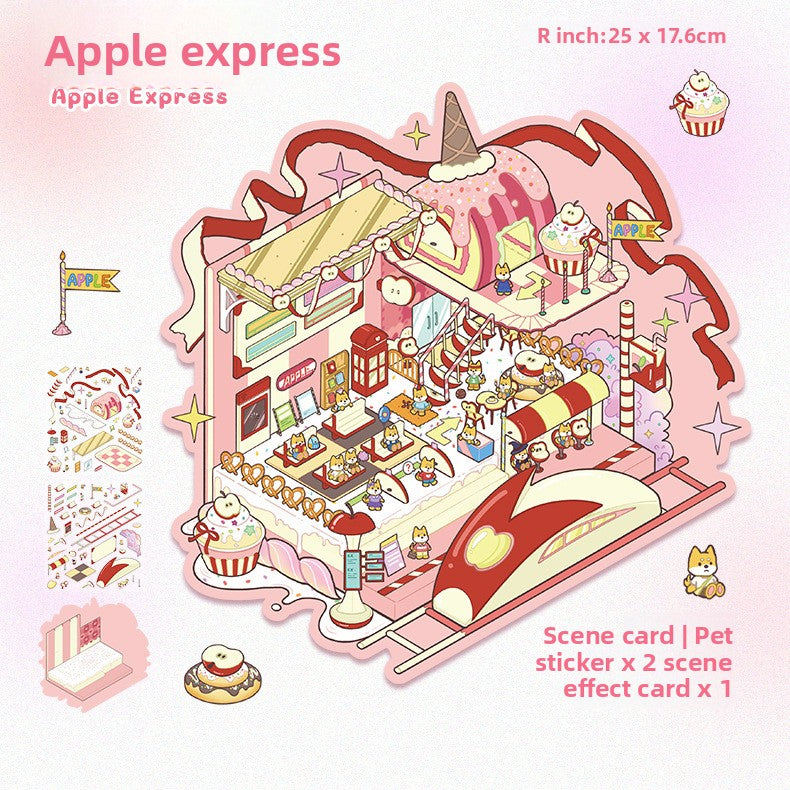 Large Stickers 98.0 for Scenery Journal Stickers Stress Relief Stickers Miniature Scene Collage 3D Scene Stickers