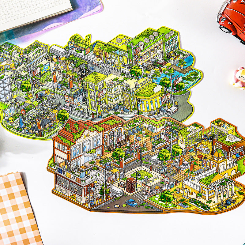 Amao Campus Guide Miniature Stickers for 3D House Journaling Quiet Book Diorama  DIY