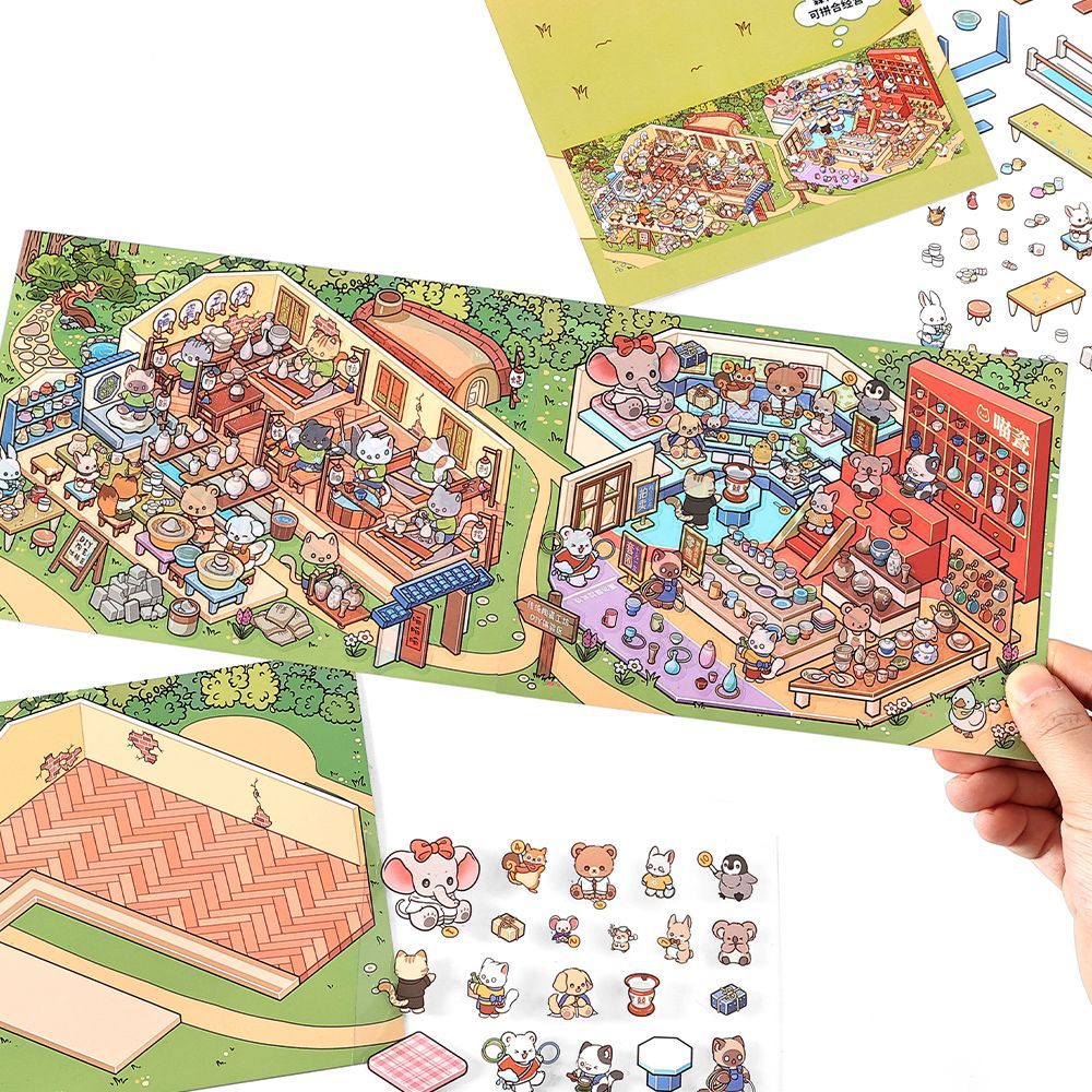 Today's Business 3D DIY Miniature Scences Sticker 8 Lovely Miniature Stickers