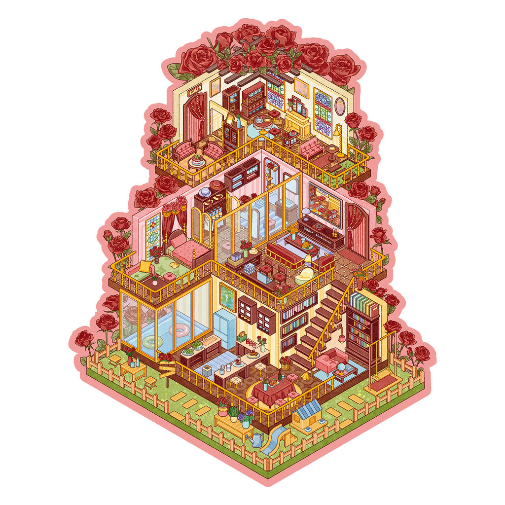 Large Villa Scene Stickers 94.0 DIY Scrapbook Stickers 3D Miniature Scene Stickers