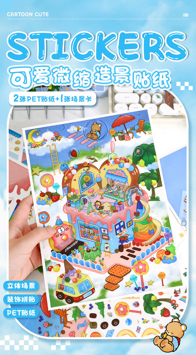 Decorative Stickers Cake Series 83.0 Scene Stickers 3D Miniature Scene Stickers Journal Stickers