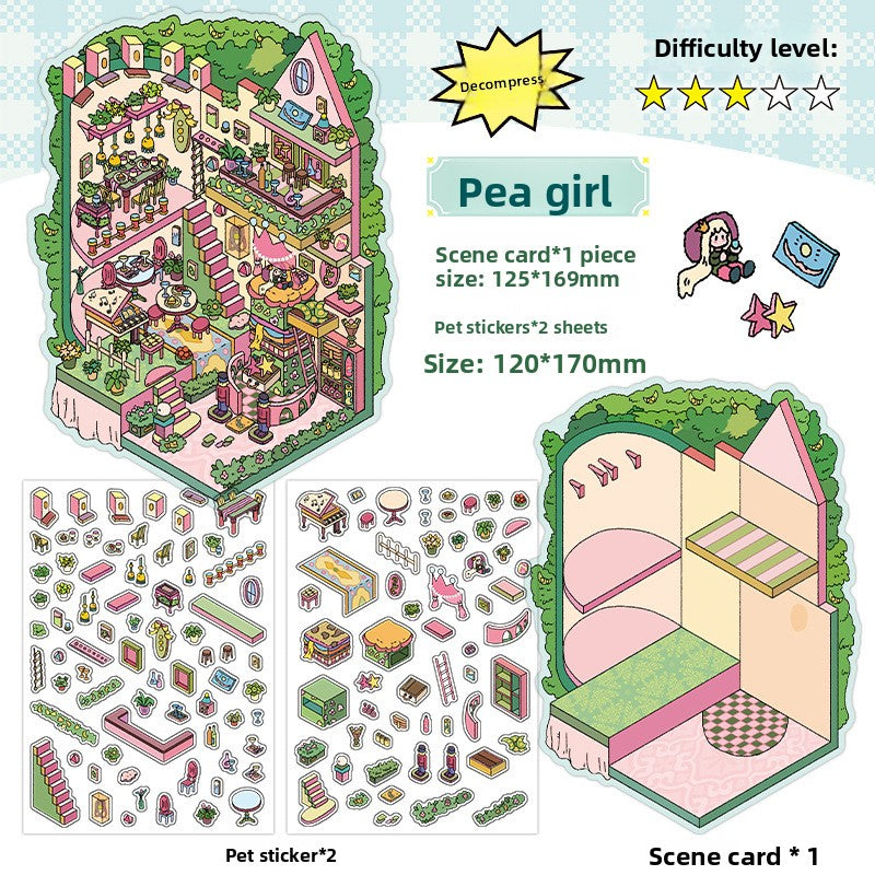 My Little House 3D DIY Miniature Scences Sticker 9 cute Miniature Stickers