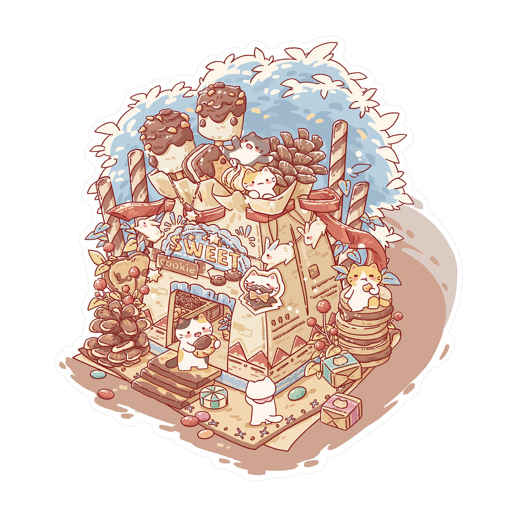 Small Scale Landscaping Sticker Series Cute 3D Miniature House Miniature Scene Collage Stickers