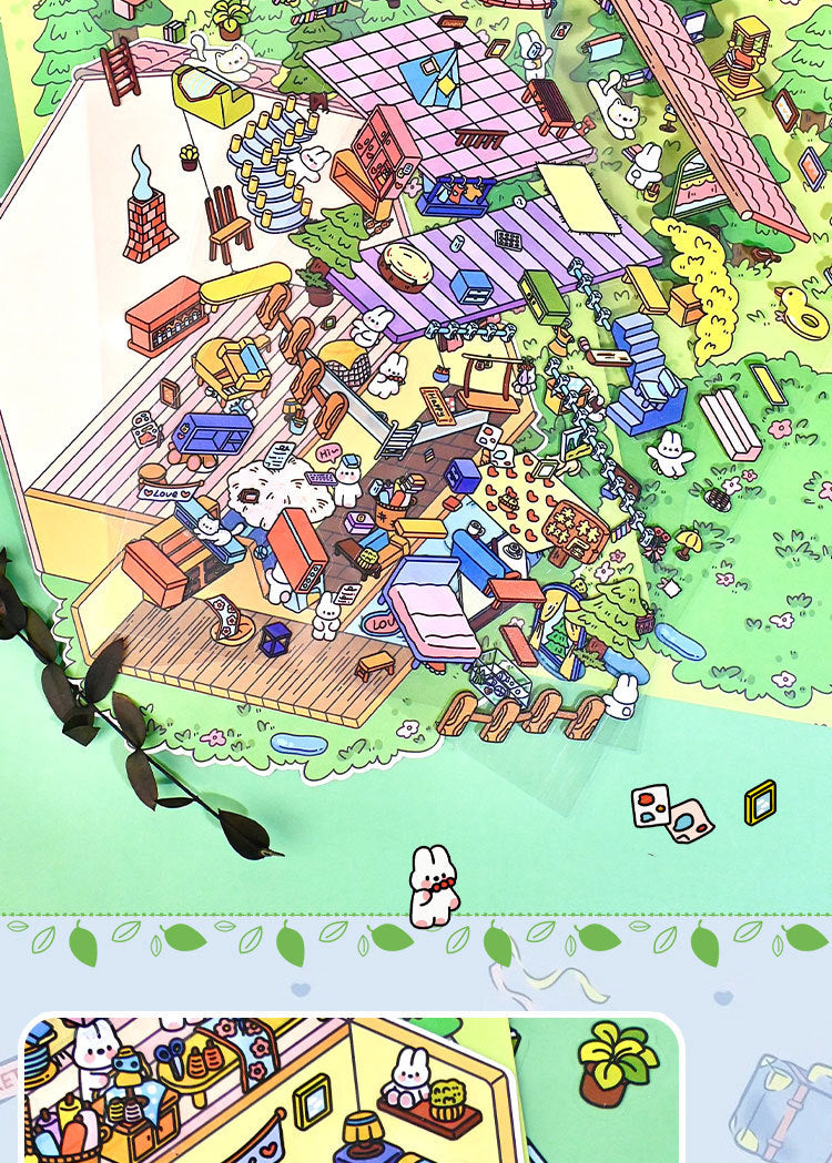 Extra Large Version 1.0 Miniature Scene Stickers 3D Landscaping Stress Relief DIY Miniature House Stickers