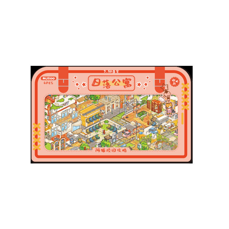 Amao Campus Guide Miniature Stickers for 3D House Journaling Quiet Book Diorama  DIY