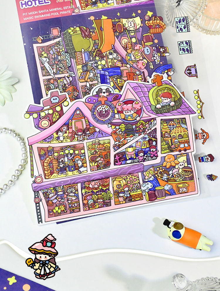 Large Edition 8.0 Scenery 3D Mini House Stickers Stress Relief Stickers 2.5D Scenery DIY Stickers